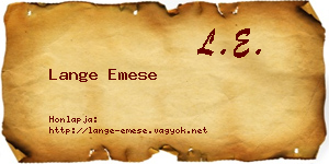 Lange Emese névjegykártya